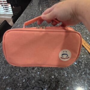 Child Puff Coral Pink Zipper Organizer Case with Handle